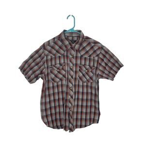 Moosecreek men's size large casual button down shirt orange blue white